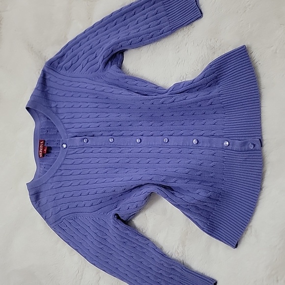 Merona Y2K Cableknit 3/4 sleeves button up Cardigan Size small fits medium EUC - Picture 2 of 11